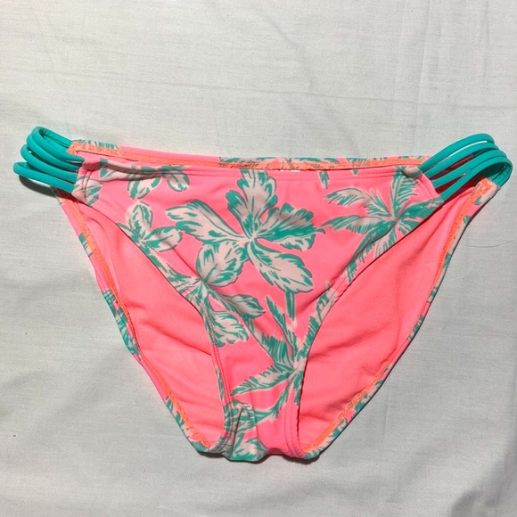 Arizona Jeans Bikini Swimwear. Top=XL Bottom-=Medium. Peach/Green Floral. - Picture 2 of 8